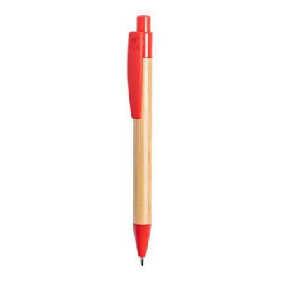 OBG.PUB - Stylo bille en bambou et attributs en PLA Helon Rouge Stylo bille en bambou et attributs en PLA Helon Rouge