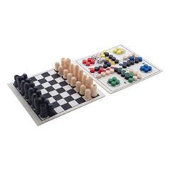 Ensemble de jeu de société en bois 3 en 1 Parchess