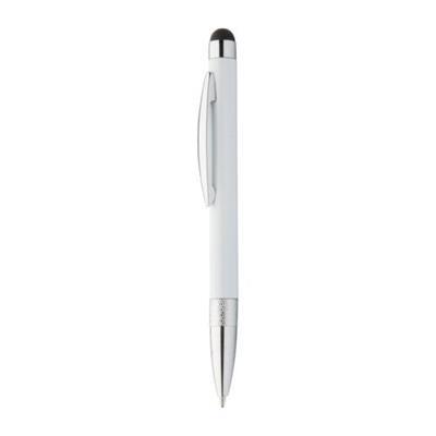 Stylo à bille en aluminium avec stylet Silius Blanc