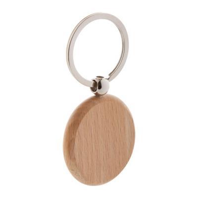 Porte-clés de forme arrondie en bois Farugi Naturel