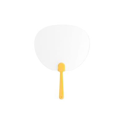 Éventail bicolore en plastique forme ovale Karry Jaune / Blanc