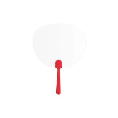 Éventail bicolore en plastique forme ovale Karry Rouge / Blanc