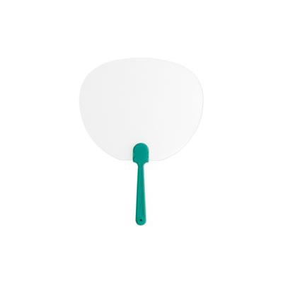 Éventail bicolore en plastique forme ovale Karry Vert / Blanc