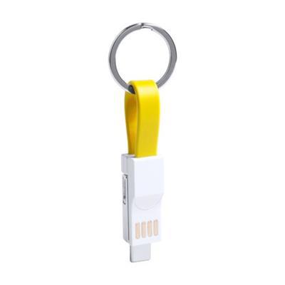 OBG.PUB - Porte-clés en plastique avec câble chargeur Hedus Jaune / Blanc Porte-clés en plastique avec câble chargeur Hedus Jaune / Blanc