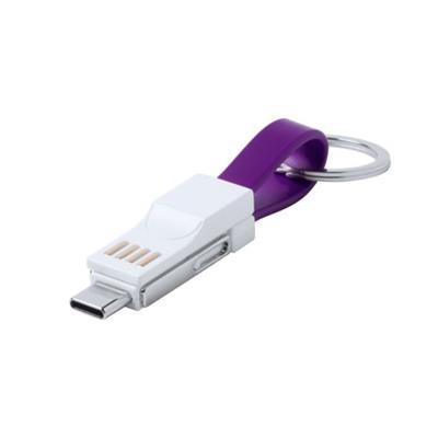 OBG.PUB - Porte-clés en plastique avec câble chargeur Hedus Violet / Blanc Porte-clés en plastique avec câble chargeur Hedus Violet / Blanc
