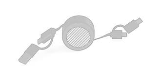 Câble rétractable 5 en 1 en abs et bambou Rapong - Marquage Recto