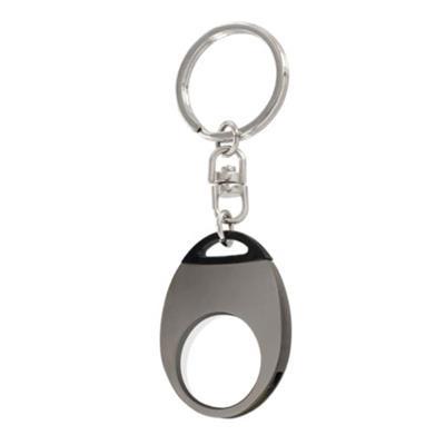 Porte-clés bicolore en métal avec jeton Clayer Blanc / Gris anthracite