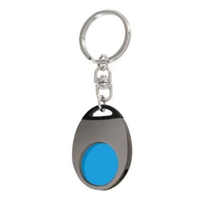 Porte-clés bicolore en métal avec jeton Clayer Bleu / Gris anthracite