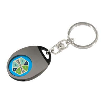 Porte-clés bicolore en métal avec jeton Clayer Gris anthracite