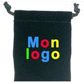 Pochette en suédine noire avec impression logo Pochette en suédine noire avec impression logo