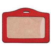 Porte badge simili cuir horizontal rouge Porte badge simili cuir horizontal rouge