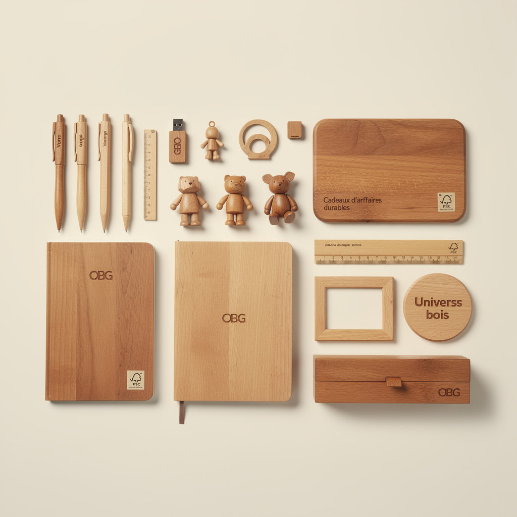 Objets publicitaires en bois naturel personnalisés